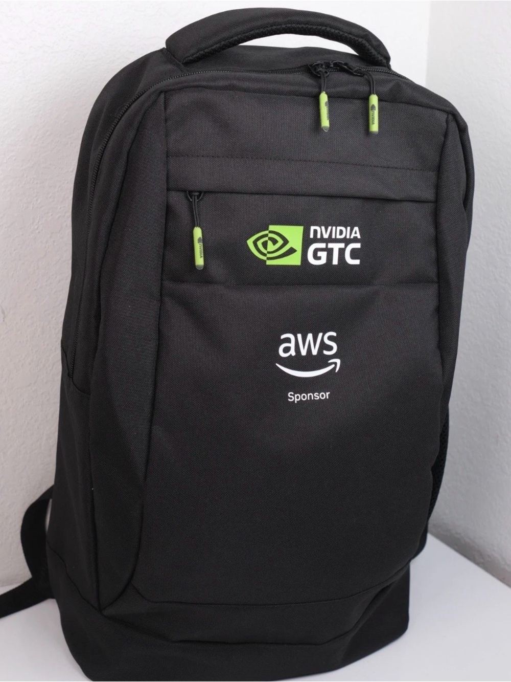 NVIDIA GTC Backpack Black Green Conference AWS Sponsor Tech Swag Laptop Promo